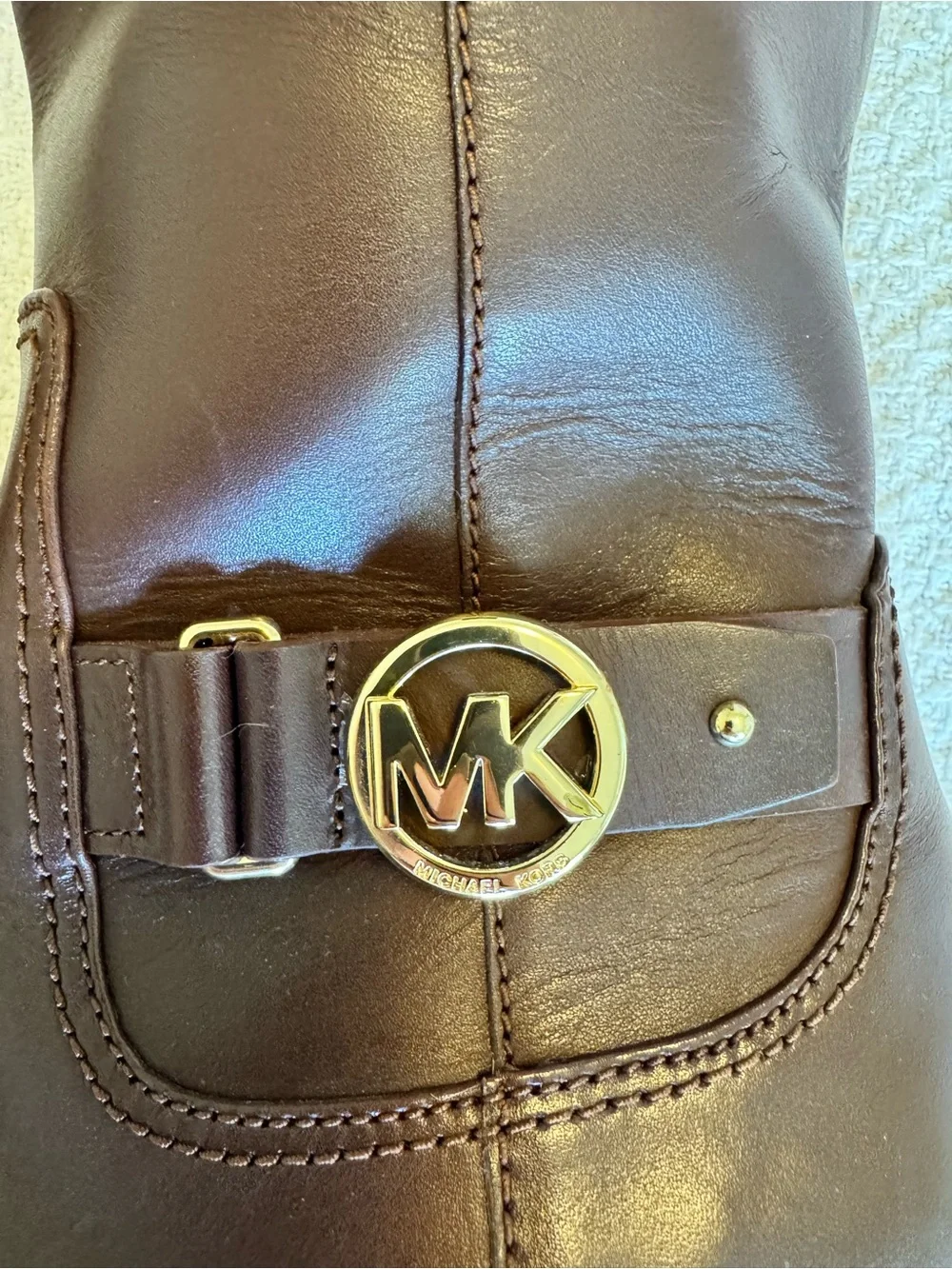Michael Kors Chocolate Brown Leather Knee-High Riding Boots